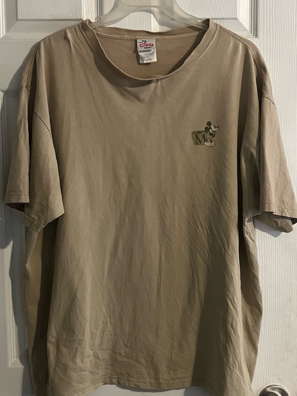 Disney Men's Short-Sleeve Tee in Beige with Small Mickey Logo, Size XXL